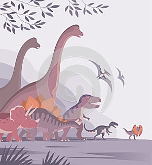 Group of dinosaurs on a white background