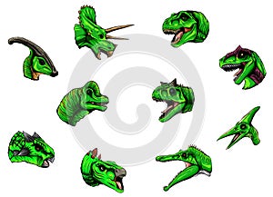 A group of dinosaurs on a white background vector