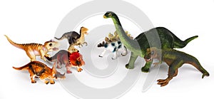 Group of dinosaurus plastic toy models