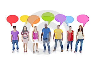 Group Discussion with Speech Bubbles