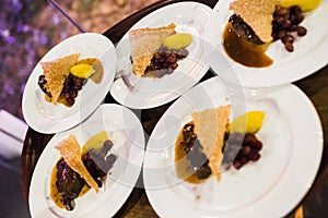 Group of dishes ready to be served to diners