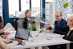 Group of diverse business people having a meeting