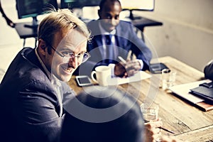 Group of diverse business people having a meeting together