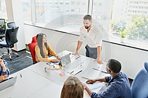 Group of diverse business people meeting at startup office