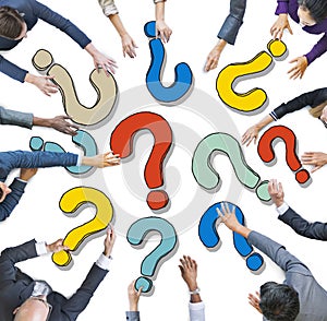 Group of Diverse Business People with Question Marks