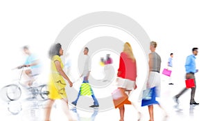 Group of Diverse Busy People Shopping