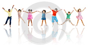 Group of Diverse Children Jumping