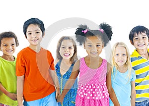 Group of Diverse Children on White Background