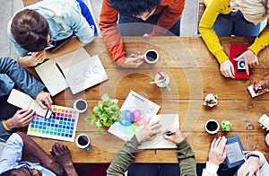 Group of diverse designers having a discussion