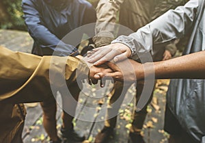 Group of diverse friends playing game