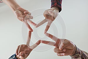 Group of Diverse Hands Together Joining,Team Work Concept