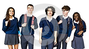 Group of Diverse High School Students Studio Portrait