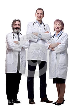 group of diverse medical professionals . isolated on a white