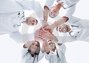 Group of diverse medical professionals showing their unity.