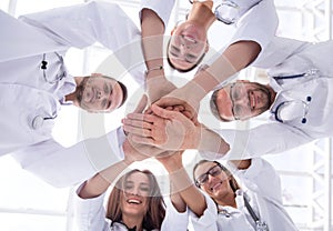 Group of diverse medical professionals showing their unity.