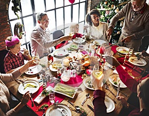 Group of diverse people are gathering for christmas holiday