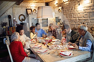 Group of diverse people are gathering for Christmas holiday