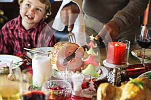 Group of diverse people are gathering for christmas holiday