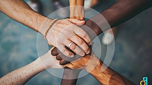 A group of diverse people holding hands in a circle AIG535