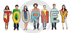 Group of Diverse People Holding Journey