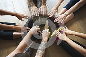 Group of diverse people are joining a yoga class