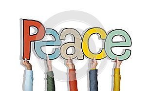 Group of Diverse People's Hands Holding Peace