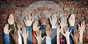 Group of Diverse People's Hands Raised