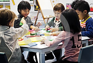 Group of diverse students at daycare