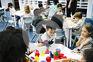 Group of diverse students at daycare