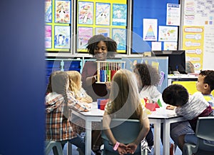 Group of diverse students at daycare photo