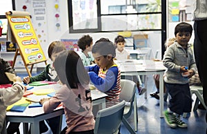 Group of diverse students at daycare photo