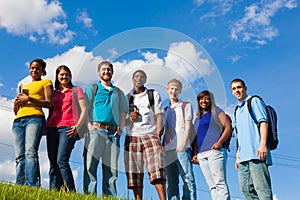 Group of diverse students/friends outside