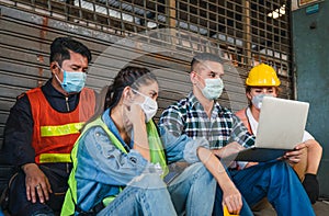 Group of diverse workers wearing face mask failure following news layoffs workers due to COVID-19 pandemic
