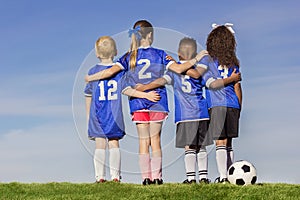 Group of Diverse young soccer players photo