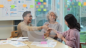 Group of diversity business asian people working in the office meeting room. Corporate success exciting, goal