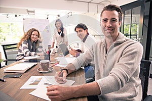 Group of diversity businessmen working together brainstorming in