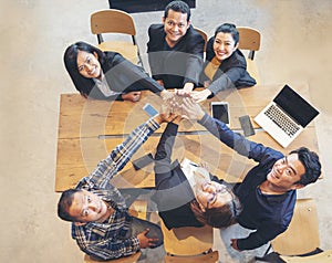 Group of diversity people fist bump holding hands together power of tag team. Teamwork Multiethnic people group working