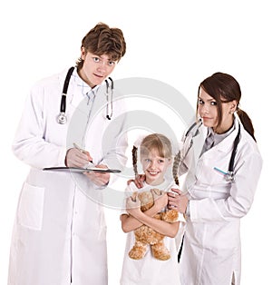 Group doctor with happy child. Medicine.