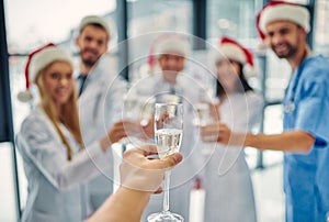 Group of doctors celebrating Christmas