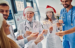 Group of doctors celebrating Christmas