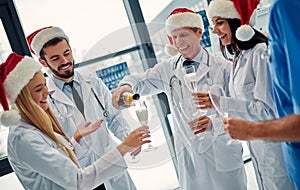 Group of doctors celebrating Christmas