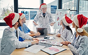 Group of doctors celebrating Christmas