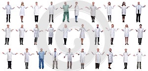 group of doctors in full length isolated