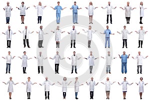 group of doctors in full length isolated