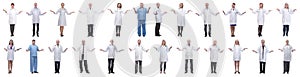 group of doctors in full length isolated