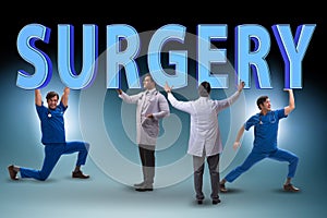 The group of doctors holding surgery letters