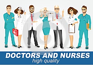 Group of doctors and nurses set
