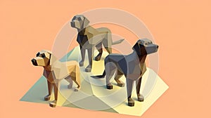 A group of dogs in a low poly style