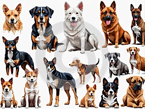 A Group Of Dogs Sitting Next To Each Other. Generative AI