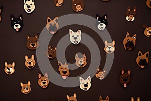 A group of dogs that are on a wall. AI generative image